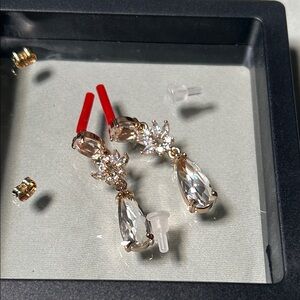 Art Deco bridal earring Gold and Gold Crystal Earrings